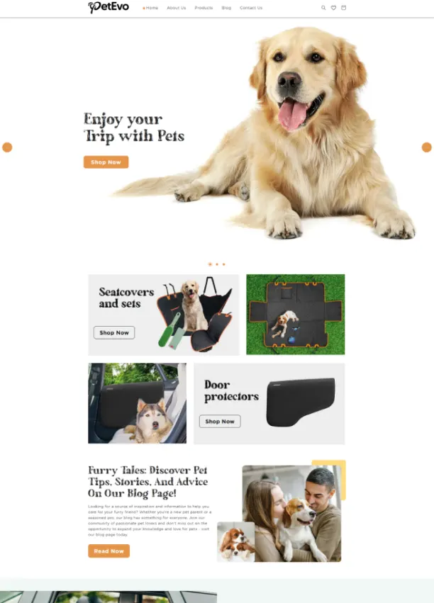 PetEvo — Essential pet products, merchandised through a warm, playful commerce experience.